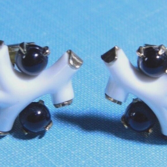 CROWN TRIFARI White Black EARRINGS - Picture 2 of 3